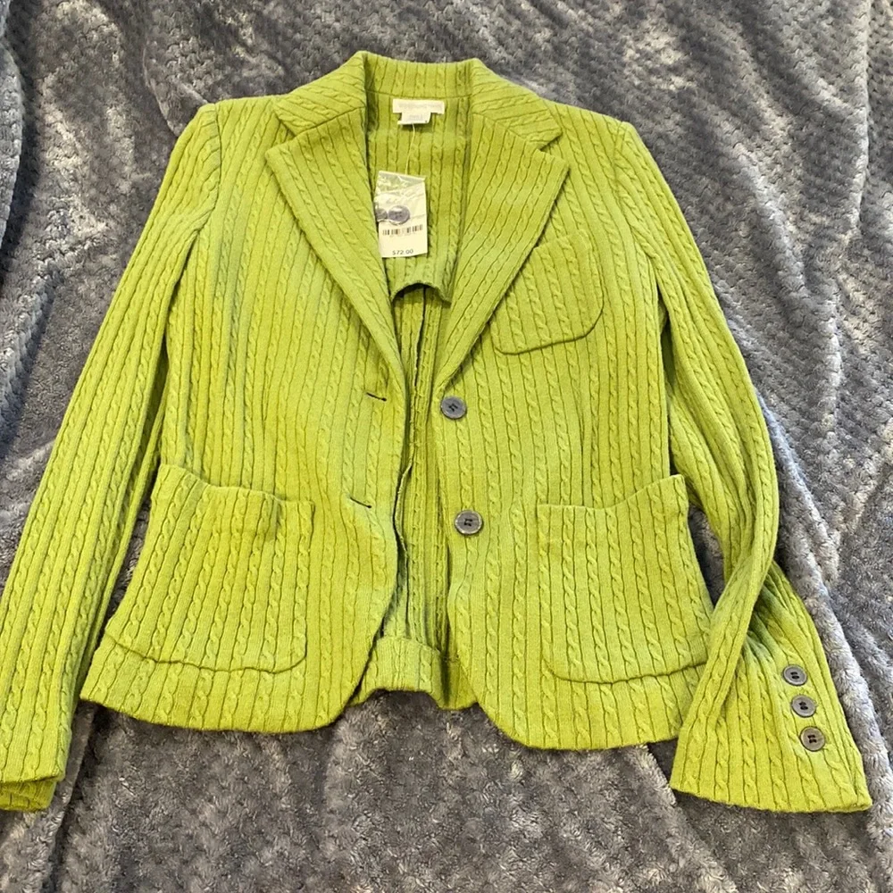Sold Mercari Adorable New avacado green cable knit jacket blazer szS - Picture 1 of 10